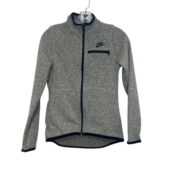 Nike Full Zip Fleece Jacket Womens XS Heather Gray Warm Lined - Picture 1 of 9